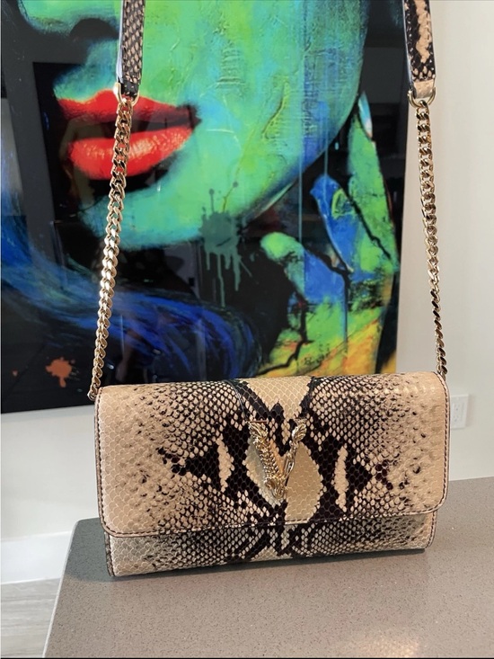 Versace Handbags - Versace Snakeskin Clutch - Black and Cream Authentic $1300 Retail Brand new Tags